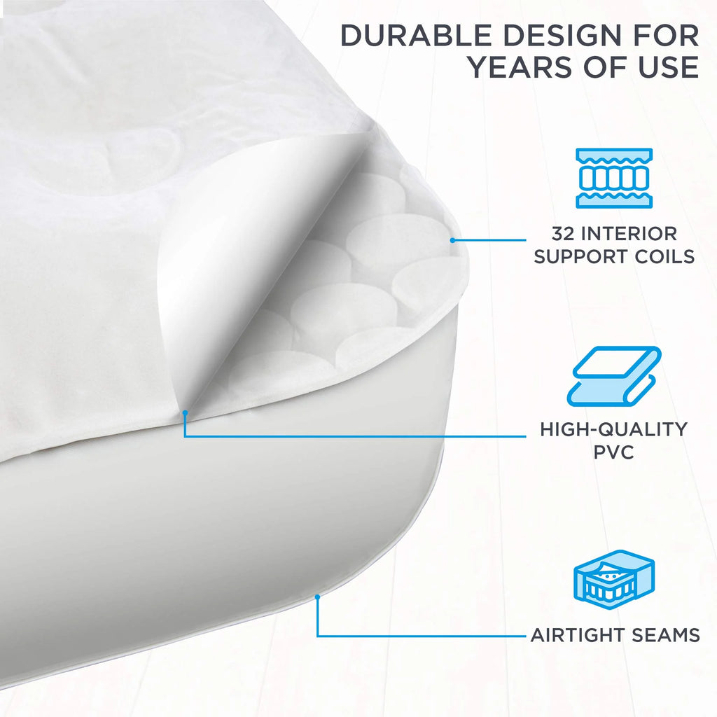 Ivation EZ-Bed (Twin) Air Mattress with Frame & Rolling Case, Self Inflatable, Blow Up Bed Auto Shut-Off, Comfortable Surface AirBed, Best for Guest, Travel, Vacation, Camping