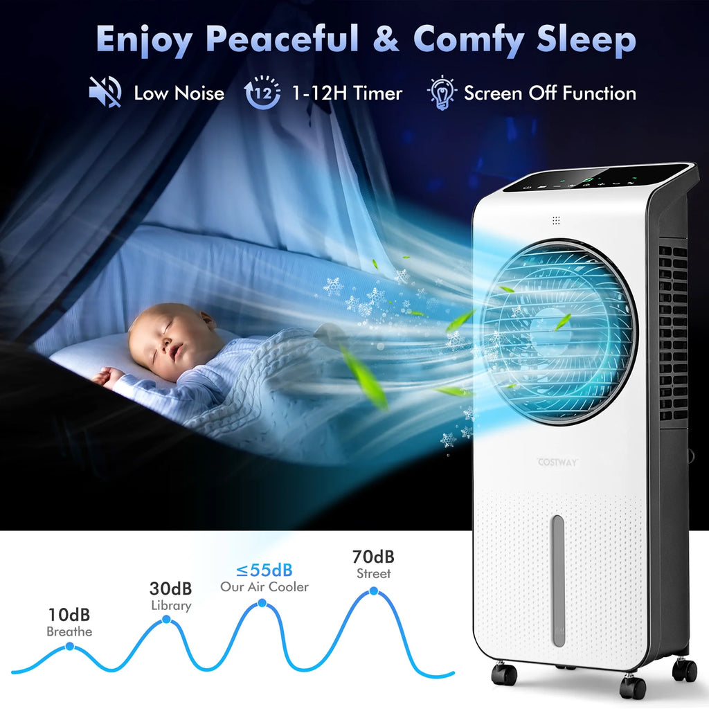 Costway Evaporative Air Cooler 3-in-1 Portable Swamp Cooling Fan w/ 12H Timer Remote