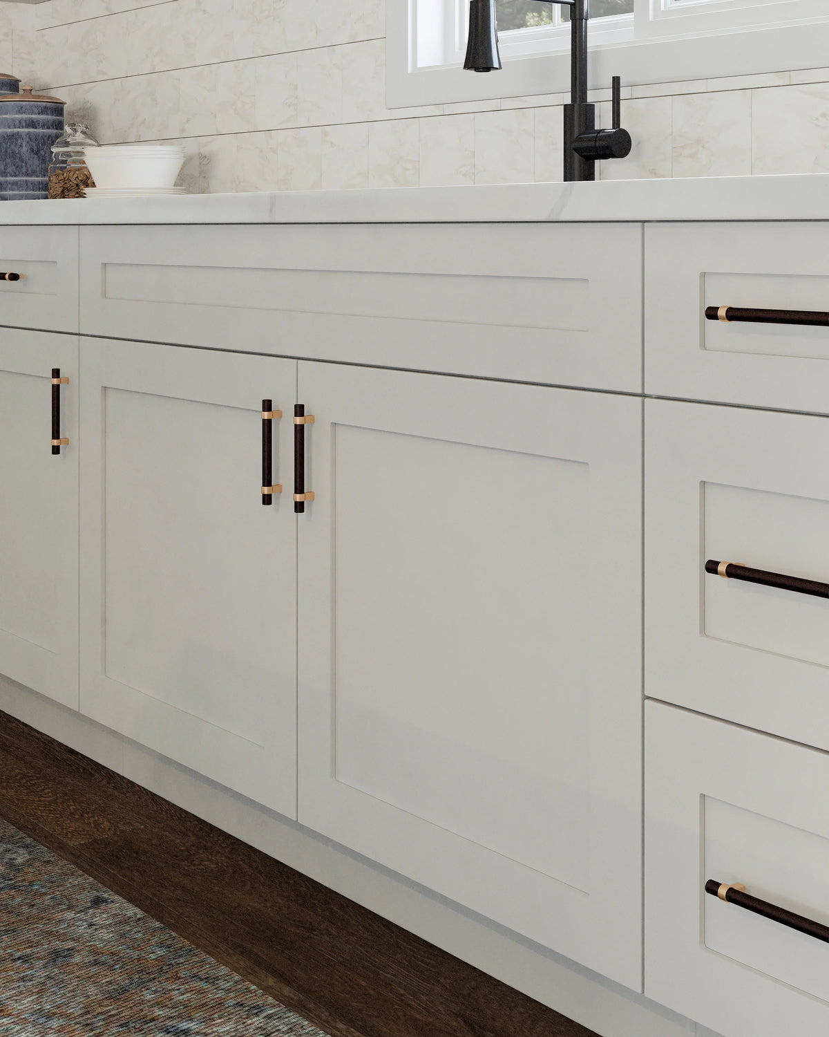 Design House Brookings Ready to Assemble Wood Shaker 2-Door and 2-Drawer Kitchen Base Cabinet (48 x 34.5 x 24), Sherwin Williams? White