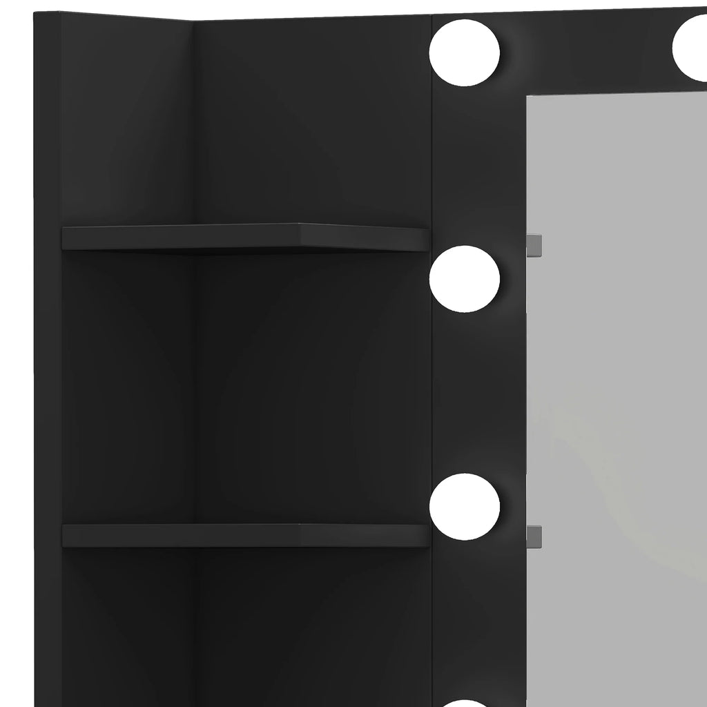 Uforic Makeup Vanity Desk with Mirror & Lights, Vanity Desk with 4 Drawers & Storage Shelves - White