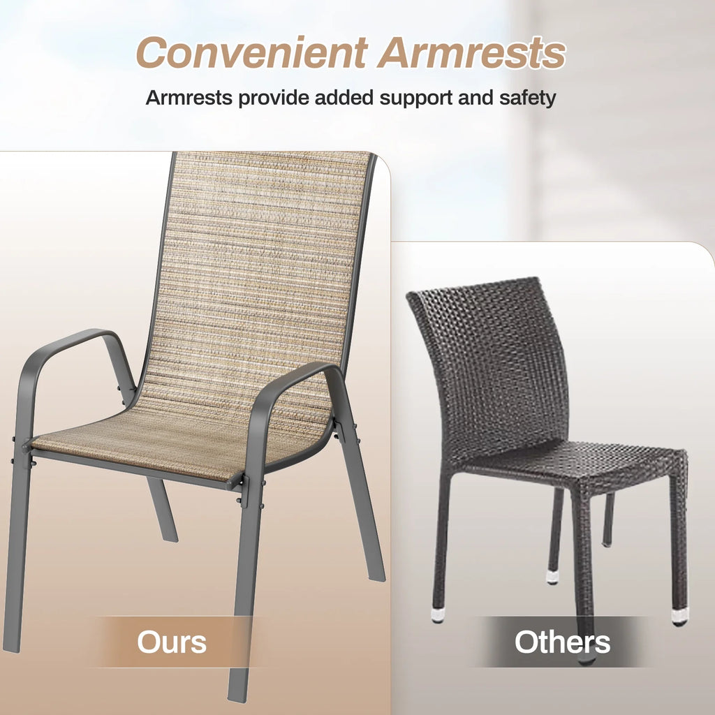 Pirecart Set of 4 Patio Dining Chairs, Textilene Outdoor Stacking Chairs for Poolside, Backyard, Garden