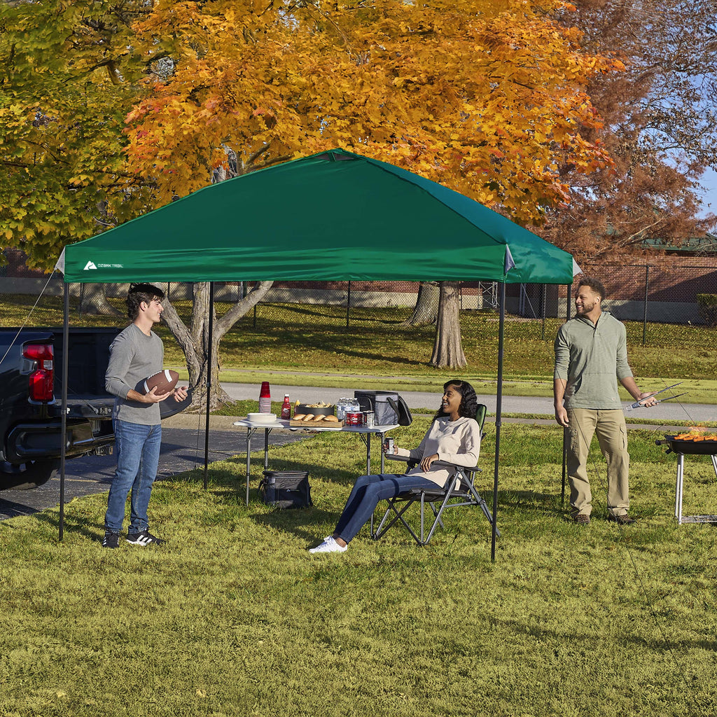 Ozark Trail 10x10 Instant Pop Up Canopy Tent with Simple Push Setup – Straight Leg Pop-Up Tent for Tailgating, Camping & Events, White