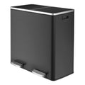 LAZY BUDDY Dual Garbage Can, Stainless Steel 16 Gallon Step Kitchen Trash Can with Soft-Close Lid, Double Compartment Garbage Recycling Bin