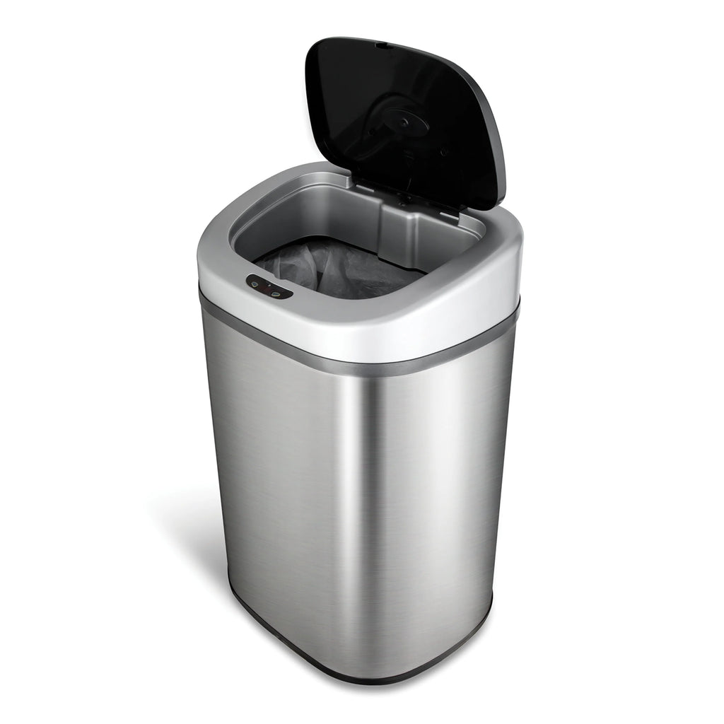 Nine Stars Automatic Trash Can, 21 Gallon Stainless Steel, Motion Sensor Hands Free Soft Close Lid Garbage Bin, Silver