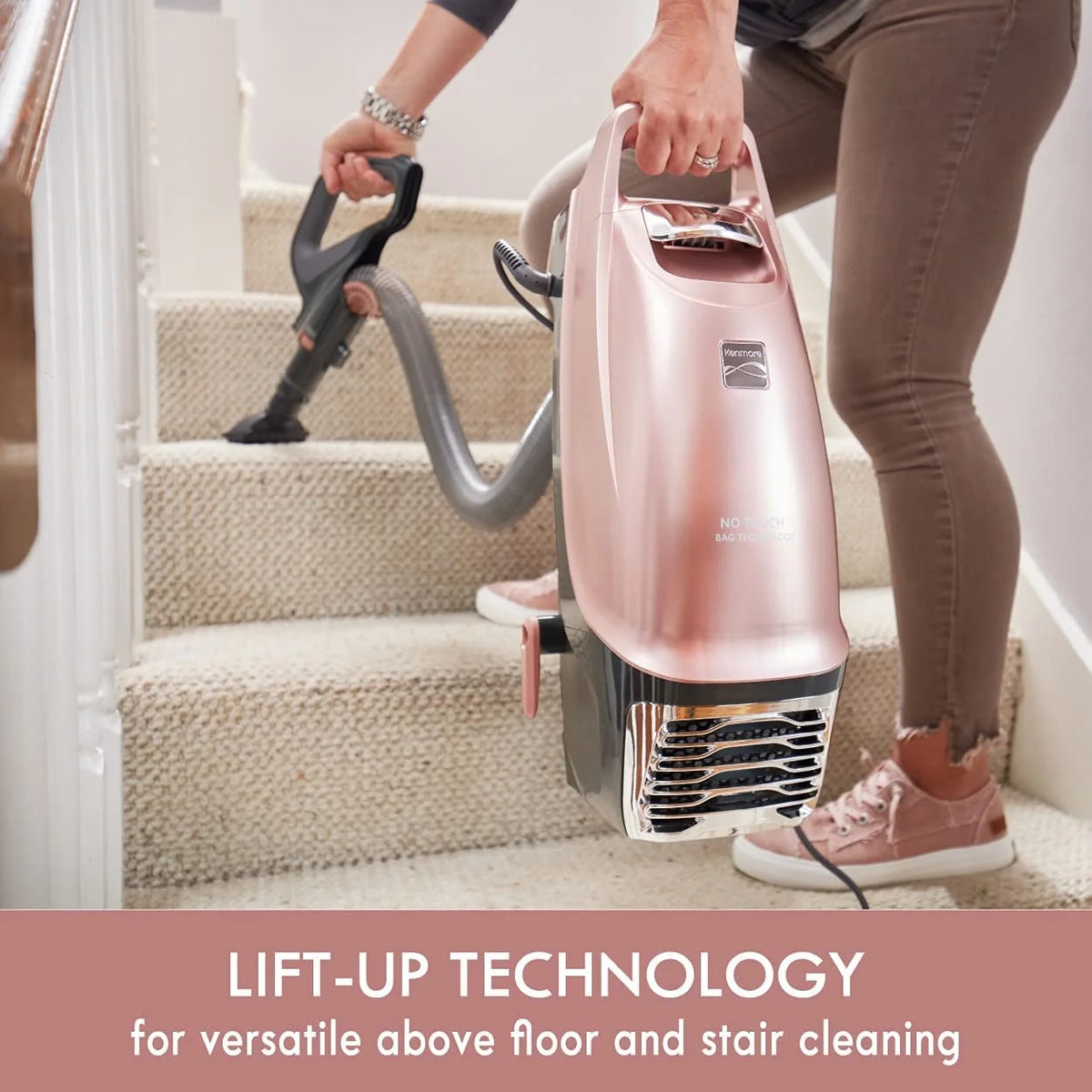Kenmore BU4050 Intuition Bagged Upright Vacuum Cleaner for Carpet, Hard Floor, Rose Gold