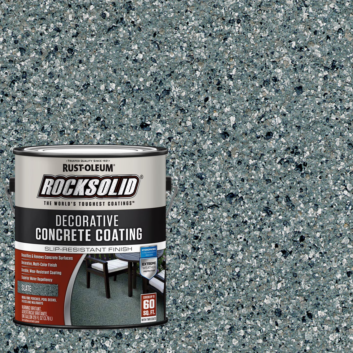 2 Pack, Slate, Rust-Oleum RockSolid Decorative Concrete Interior/Exterior Solid Stain Matte - 306267, Gallon