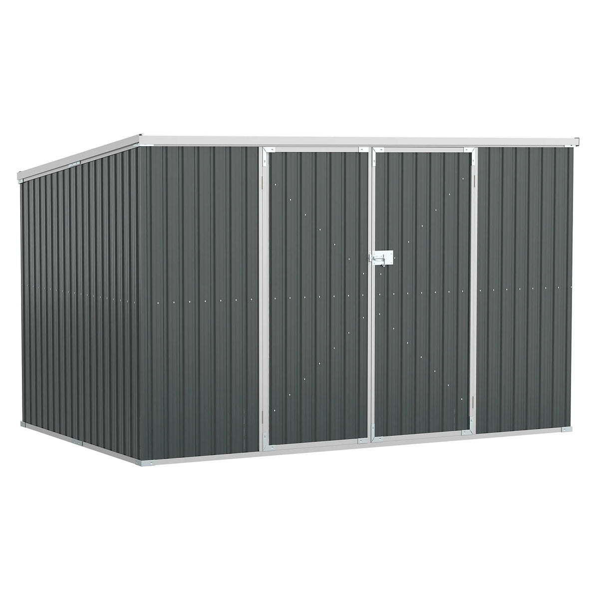 Outsunny 4.6' x 9' Metal Outdoor Storage Shed, Garden Utility Tool House with Double Lockable Doors for Backyard, Patio, Lawn, Garage, White