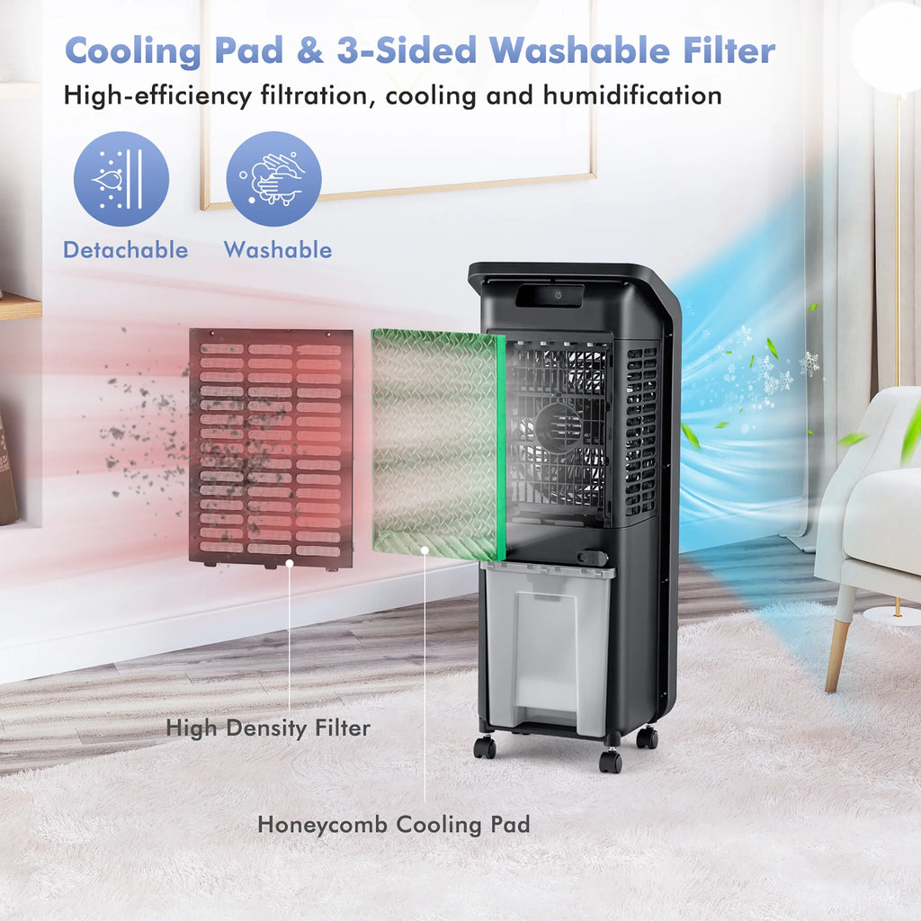 Costway Evaporative Air Cooler 3-in-1 Portable Swamp Cooling Fan w/ 12H Timer Remote