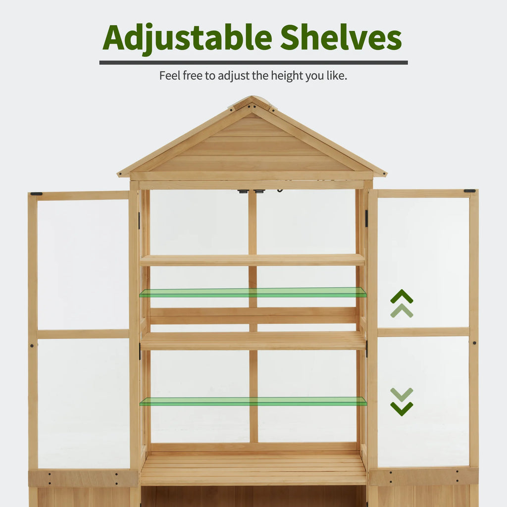 MCombo Cold Frame Greenhouse, 3 tier Wooden Greenhouse Cabinet with Adjustable Shelf, Garden Cold Frame Shed for Outdoor Indoor Use, 0847