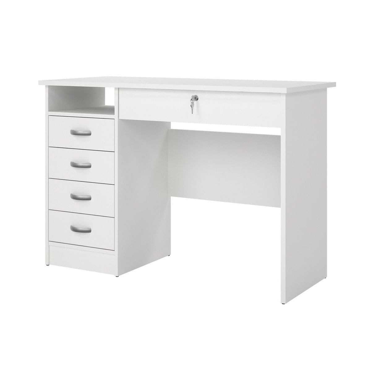 Tvilum Walden 5 Drawer Office Desk with 1 Locking Drawer for Adults, White