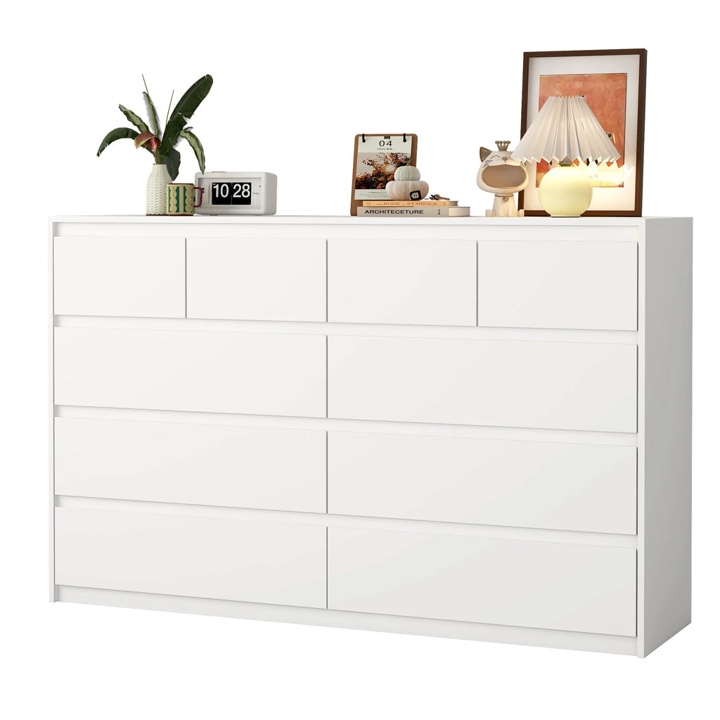 ChVans Black 9 Drawers Dresser with Charging Station, 63" Long Modern Dresser with 9 Drawers for Bedroom, Large Wood Chest of Drawers Handle Free, Dresser for Bedroom, Living Room, Hallway