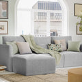Beautiful Drew Modular Sectional Sofa with Ottoman by Drew Barrymore, Gray Fabric