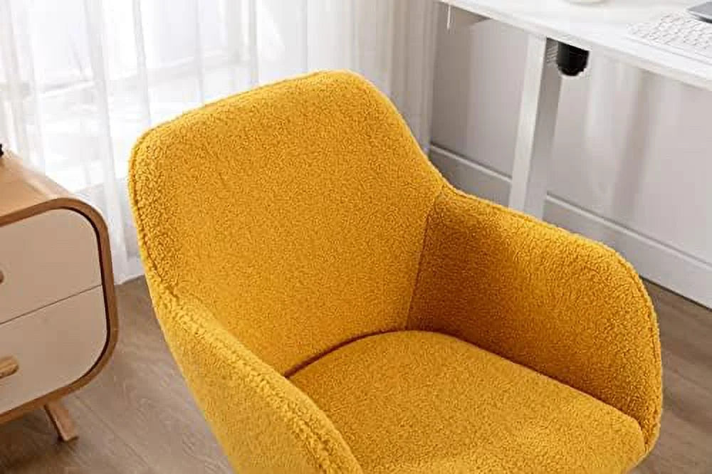 Modern Faux Fur Home Office Chair Height Adjustable, White Desk Chair Vanity Chair for Makeup Room, Rolling Desk Chairs with Wheels, Swivel Furry Cute Desk Chair for Teen Girls Women