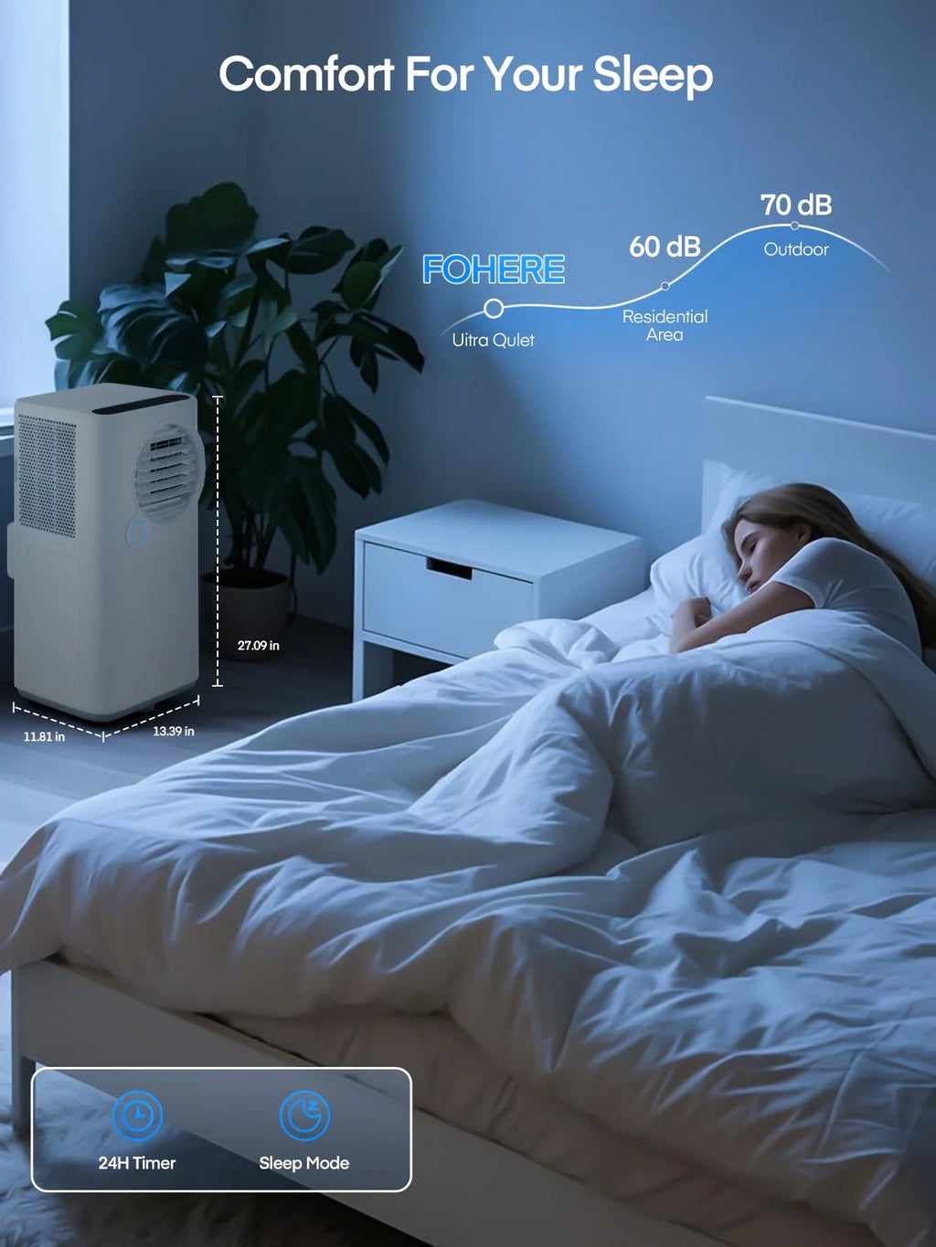 FOHERE 12000 BTU Portable Air Conditioner for Room Cooling and Heating, Covers up to 550 Sq. Ft, 4 IN 1 All Season AC Portable Air Conditioner with Remote Control and Window Kit, White