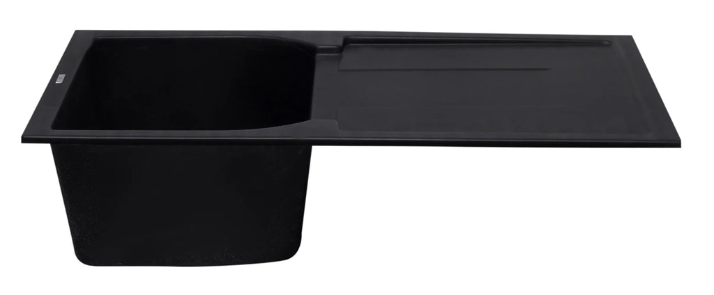 ALFI brand AB1620DI-BLA Black 34" Single Bowl Granite Composite Kitchen Sink with Drainboard