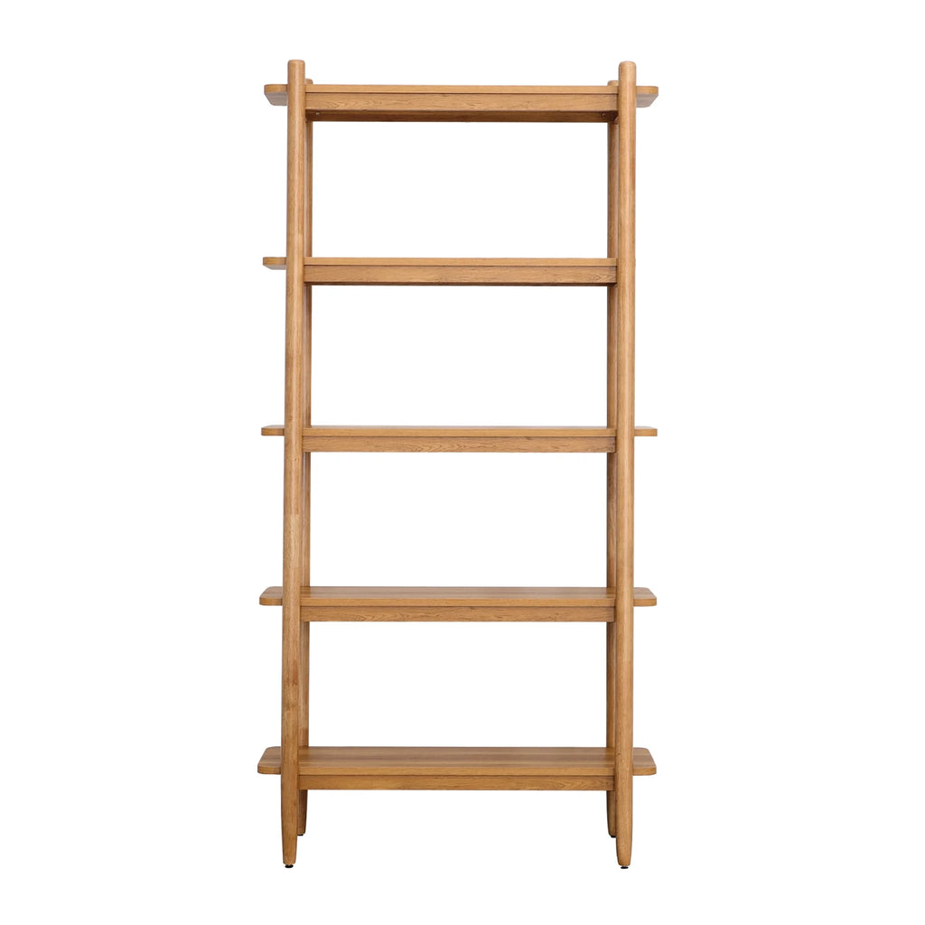 Better Homes & Gardens Springwood 5 Shelf Bookcase with Solid Wood Frame, Light Honey Finish