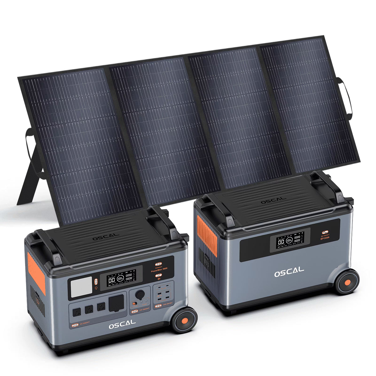 OSCAL PowerMax 6000 Portable Power Station, 3600Wh LiFePO4 Battery with 6000W Output, BP3600 Expansion Battery & 200W Solar Panels, Solar Generator for Camping, Home, Outdoor, Emergency Use