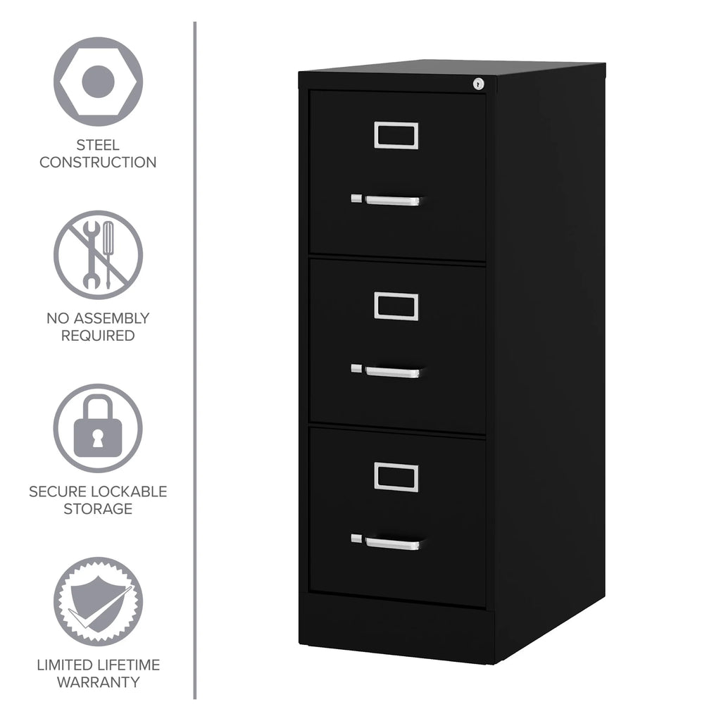 Hirsh 22" Deep 3 Drawer Letter Width Vertical File Cabinet, Commercial Grade, Gray