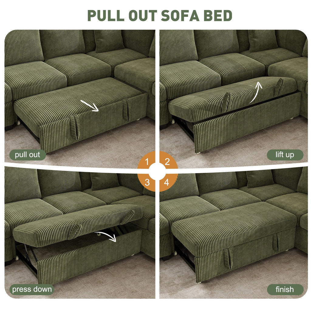 BedLuxury 83" Sectional Sleeper Sofa with Pull Out Bed, L Shaped Couch with Storage Seat for Living Room, Gray