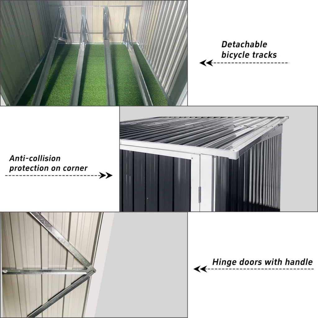6.3' x 6.1' Outdoor Storage Shed Clearance, Metal Outdoor Storage Cabinet with Double Lockable Doors, Waterproof Tool Shed, Stores 4 Bikes, Backyard Shed for Garden, Patio, Lawn