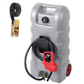 15 Gallon Fuel Caddy, Portable Gas Fuel Tank Container with LE Fluid Transfer Siphon Pump and 10ft. Delivery Hose, Diesel Storage Can On-Wheels for Cars, Lawn Mowers, ATVs, Boats, Gray