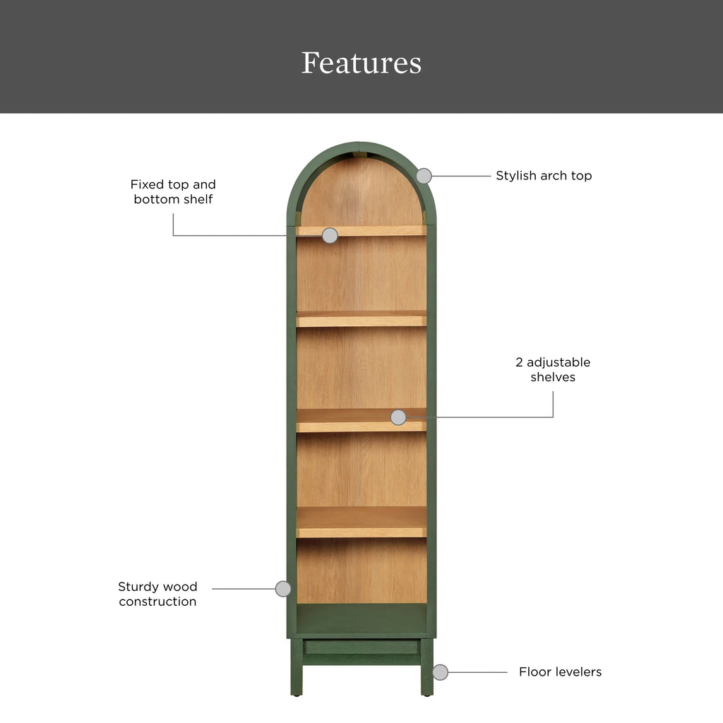 Better Homes & Gardens Juliet Narrow Arch Bookcase, Rich Black and Light Honey