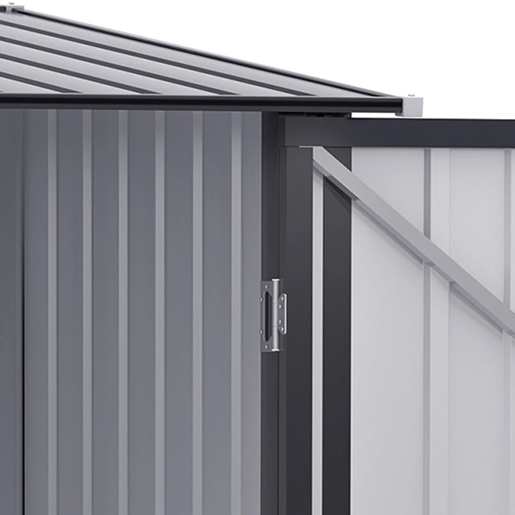 Outsunny 4.6' x 9' Metal Outdoor Storage Shed, Garden Utility Tool House with Double Lockable Doors for Backyard, Patio, Lawn, Garage, White