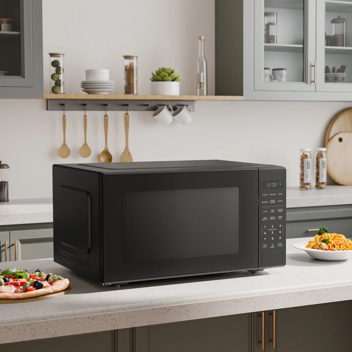Mainstays 2.2 cu ft Countertop Microwave Oven, Black, New