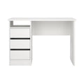 Tvilum Wes Writing Desk with 3 Storage Drawers and Open Shelf for Adults, White