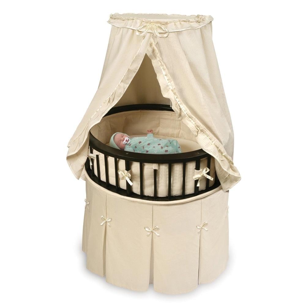 Badger Basket Elite Oval Baby Bassinet with Canopy - Espresso/Ecru