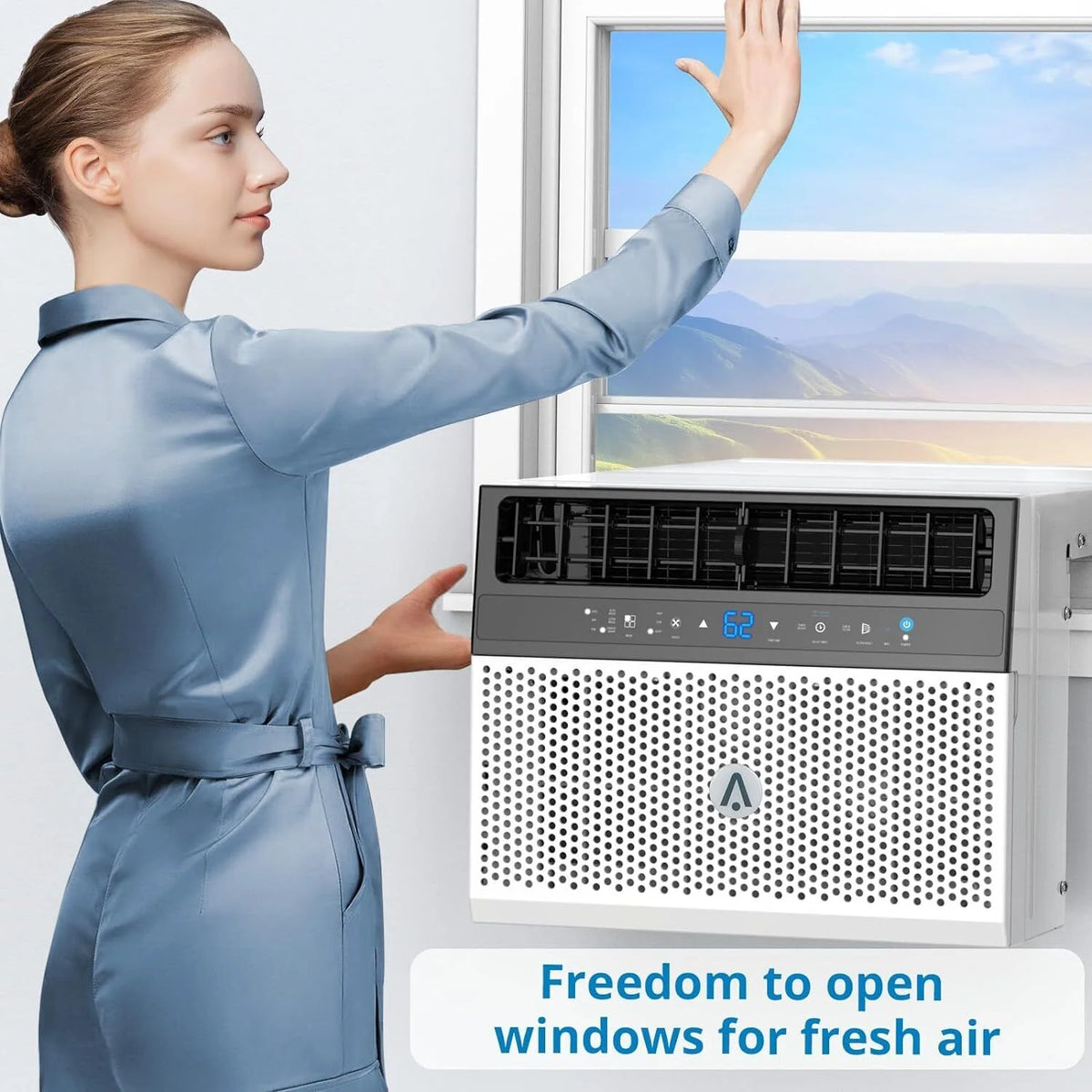 8000Btus Window Air Conditioner Over the Sill AC Up to 370 Sq.Ft With Remote & App