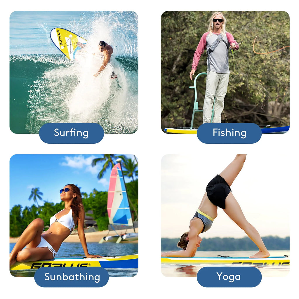 Goplus 11ft Inflatable Stand Up Paddle Board 6'' Thick W/Leash  Backpack Aluminum Paddle Yellow