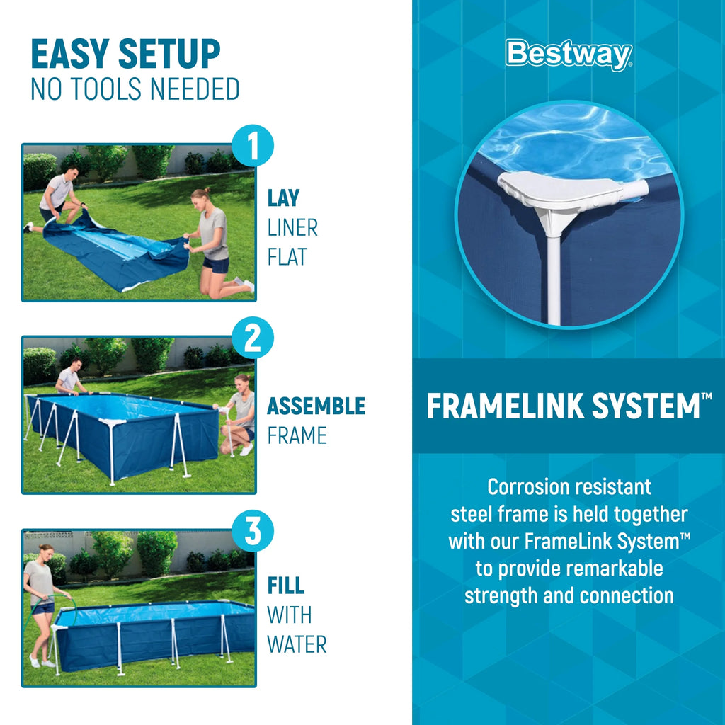 Open Box Bestway Steel Pro 8.5'x67"x24" Rectangular Above Ground Swimming Pool