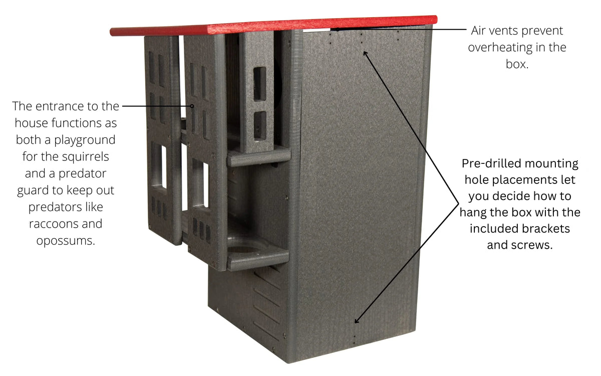 JCs Wildlife Ultimate Squirrel House Nesting Box (Blue/Gray) - A Perfect Home for Squirrels!