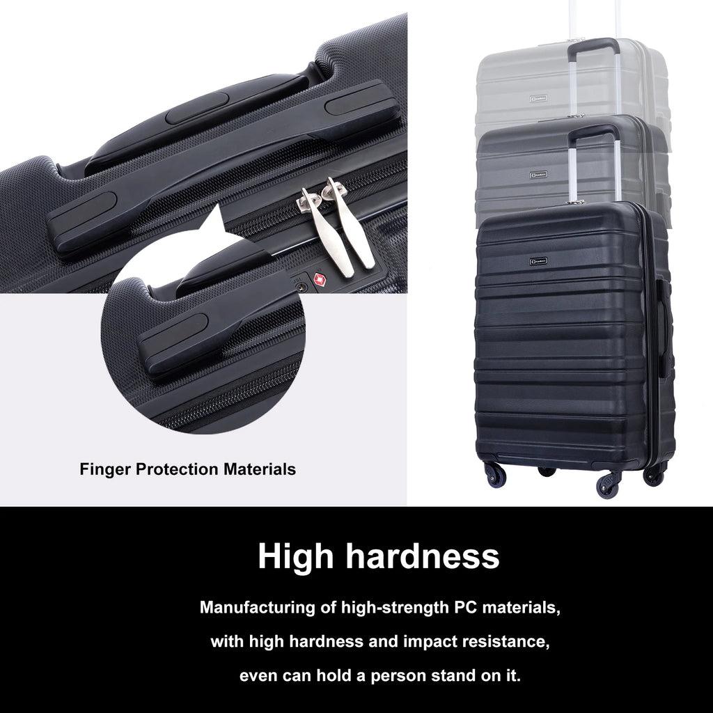 Tripcomp Hardside Luggage Set 3-Piece Set (21/25/29) Lightweight Suitcase 4-Wheeled Suitcase Set(Purple)