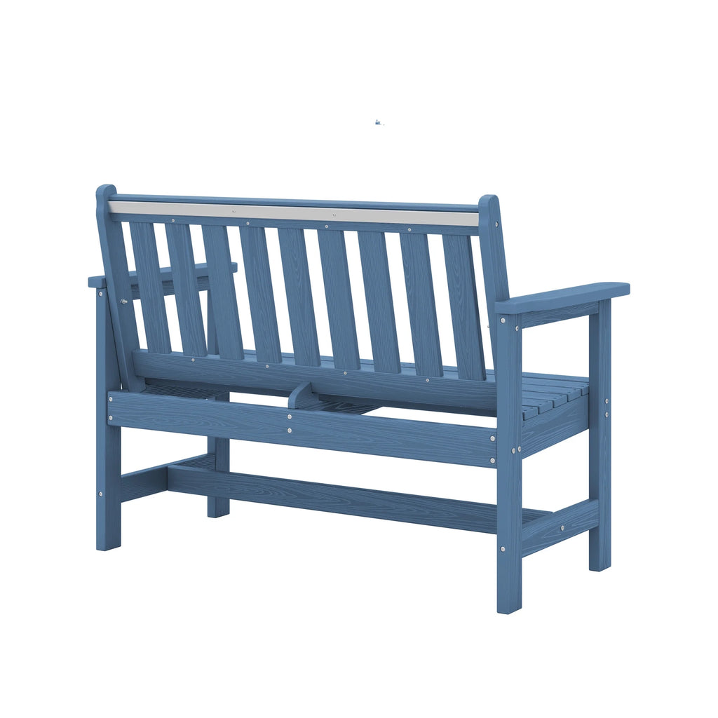 SERWALL Outdoor Bench for 2-Person, Weather-Resistant HDPE with Aluminum Reinforcement, Supports 660 lbs, Comfortable Seating for Patio, Garden, and Porch, Black
