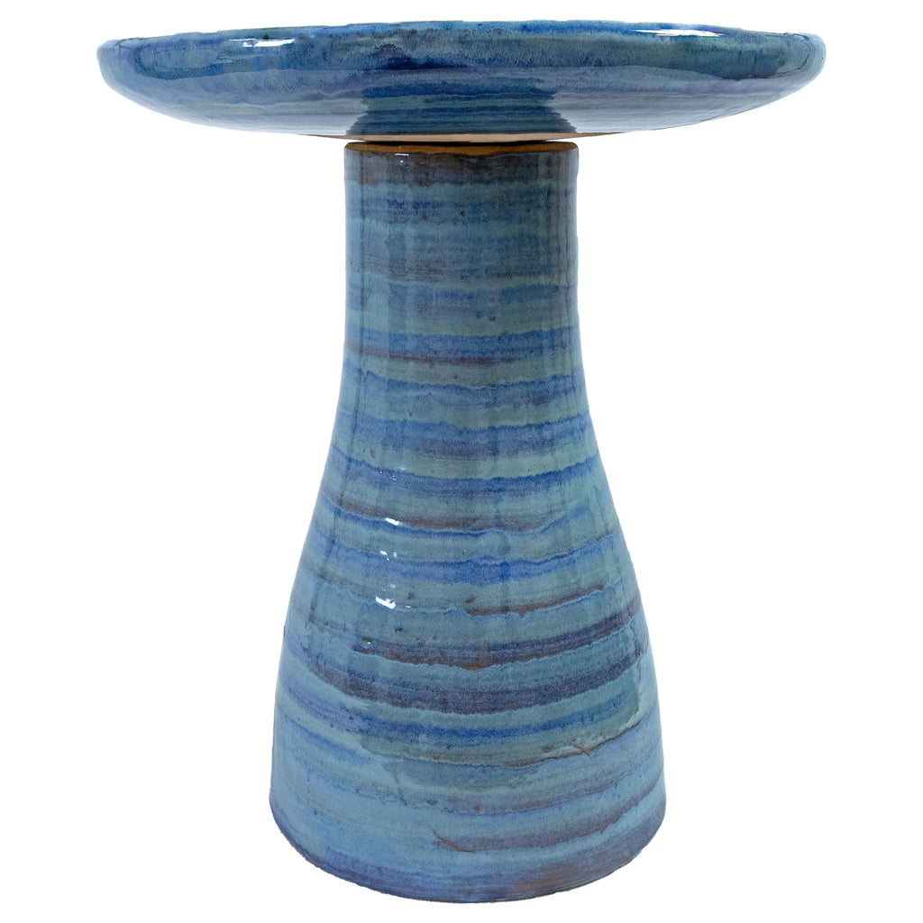 Sunnydaze Freestanding Ceramic Outdoor Bird Bath, Glazed, UV-Resistant Galaxy Blue Finish