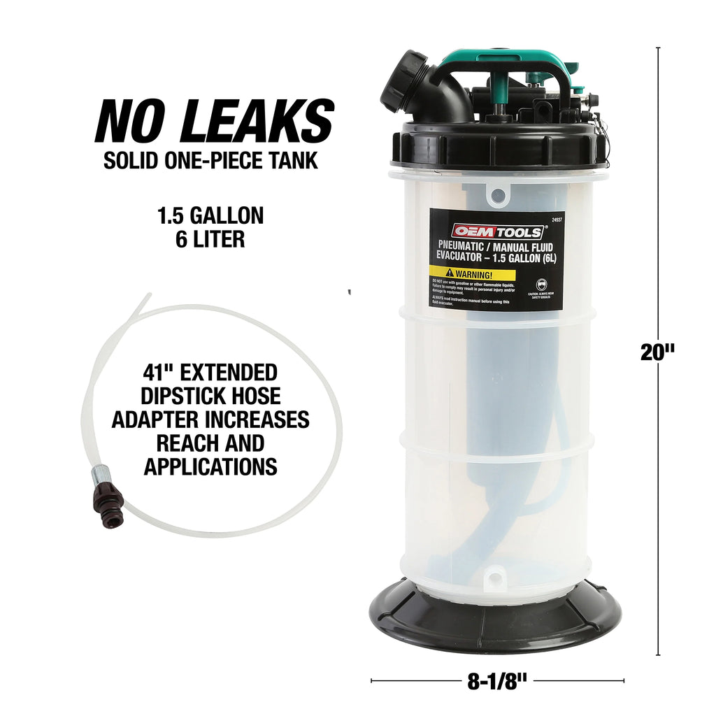OEMTOOLS 24937 Pneumatic/Manual Fluid Extractor 1.5 Gallon (6L)