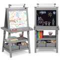 LINLUX 3 in 1 Art Easel for Kid, Whiteboard for Kid with Stand, Magnetic Chalkboard Pizarra, Grey