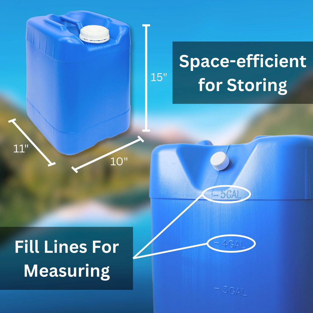 5-Gallon Stackable Water Containers with Spigot & Water Treatment - Emergency Water Storage Kit (2x - 5 Gallon Water Tanks)