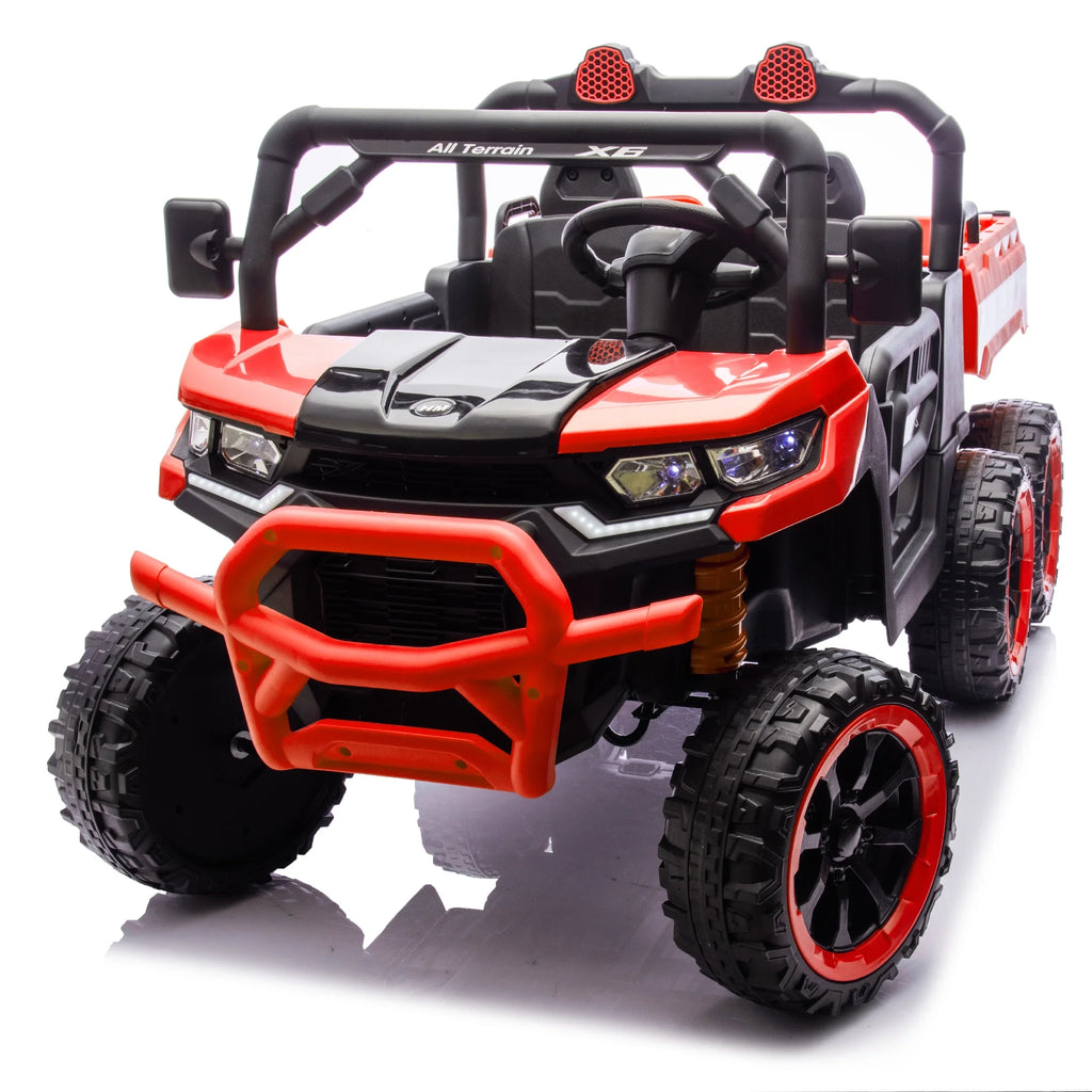 Xuanlur 24V 2 Seater Kids Ride on Car Truck, Ride on UTV W/ 2x200W Motor, 24 Volt Ride on Toys W/ Dump Bed/Shovel, Electric Car for Kids W/ Durable Tires, LED Light, Music, Remote Control, Black