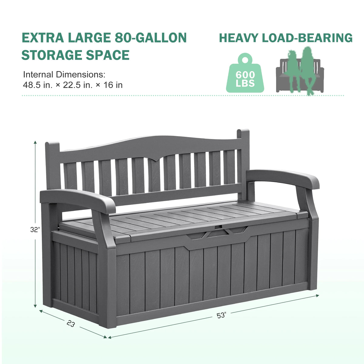 Homall 80 Gallon Plastic Storage Bench Made Of Durable Weatherproof Resin And Deck-Box Organized Storage Compartment For Outdoor Patios And Lawns,Black