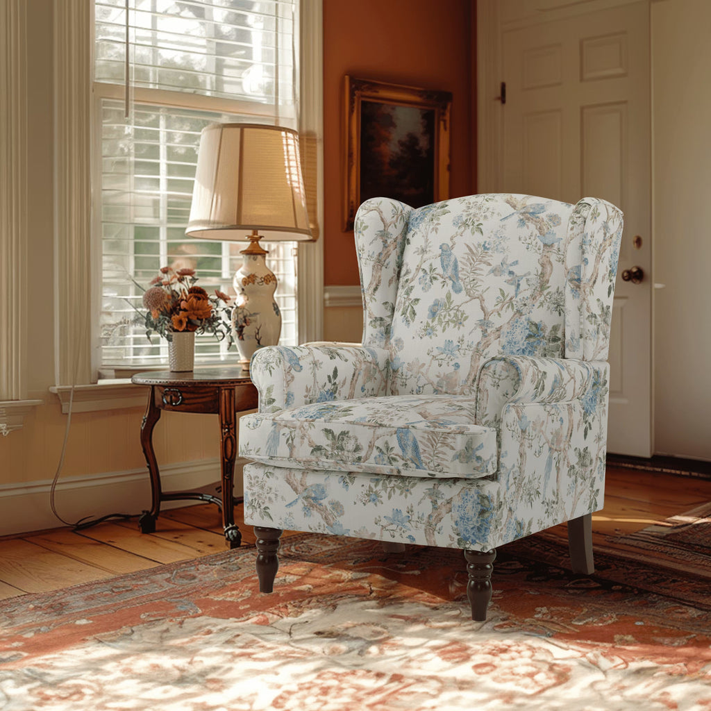 EROMMY Upholstered Accent Chair, Floral Print Fabric Armchair