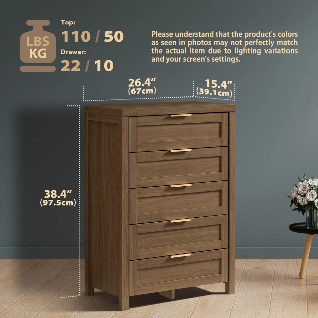 ARKANTOS Wooden 6 Drawer Double Dressers, Wide Chests of Drawers for Bedroom, Natural Oak