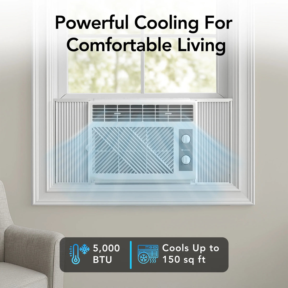 Comfort Zone 5,000 BTU Window Mounted Room Air Conditioner