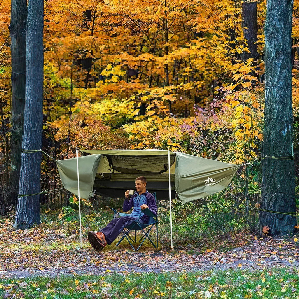 Lay Flat Hammock Tent Camping Hammock Tent with Mosquito Net Hanging Bed Armygreen