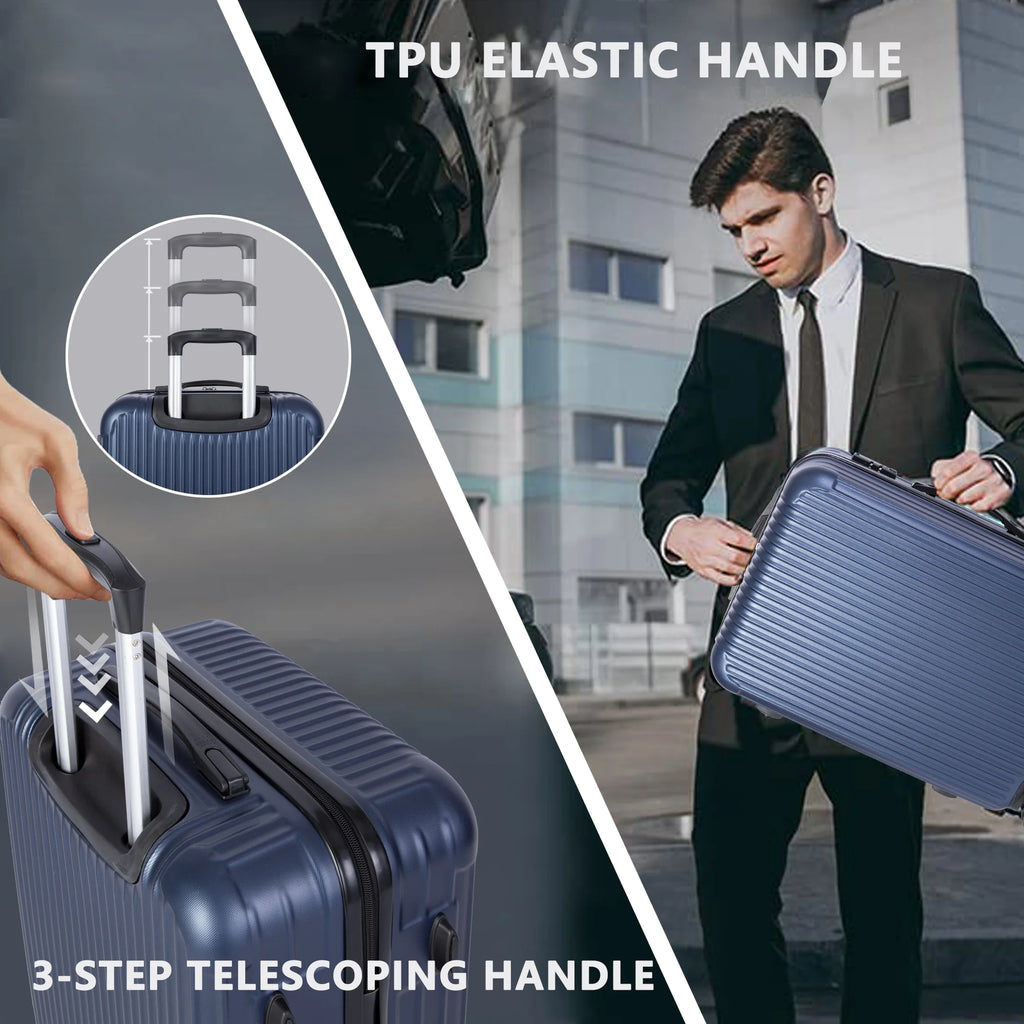 ALPULON 3 Piece Luggage Sets with TSA Locks, Hardside Suitcase Set with Spinner Wheels, 20in24in28in, Light Blue