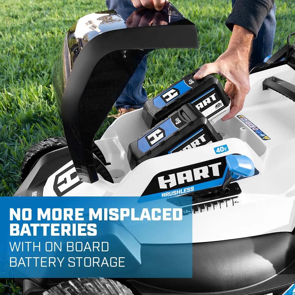 HART 40-Volt Cordless 20-inch Brushless Self Propelled Mower Kit, (1) 6.0 Ah Lithium-Ion Battery