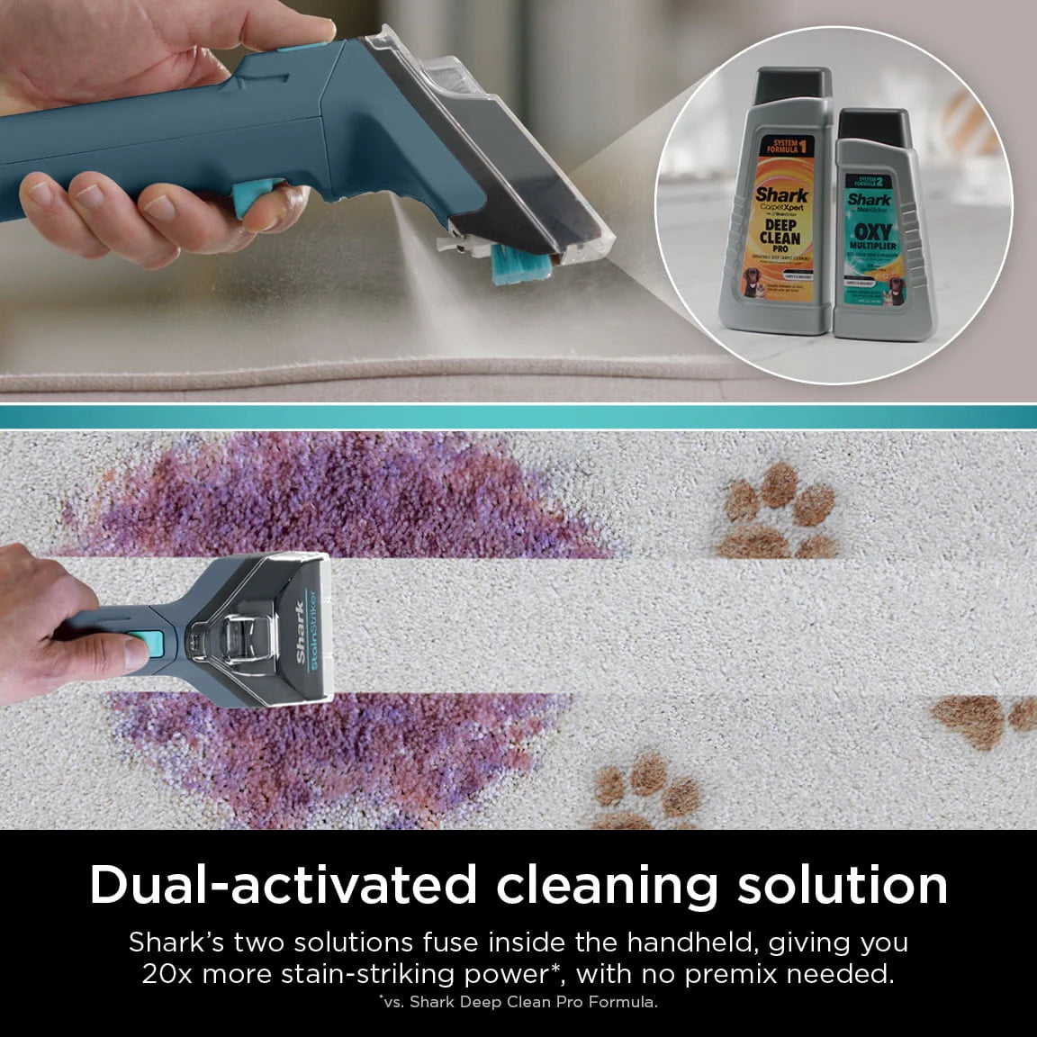 Shark CarpetXpert with StainStriker, Upright Carpet, Area Rug & Upholstery Cleaner for Pets, Built-in Spot & Stain Eliminator, Deep Cleaning & Tough Stain Removal, Carpet Shampooer, Navy, New,EX200