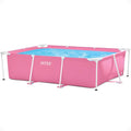 Open Box INTEX Rectangular Metal Frame 7ft x 23in Above Ground Swimming Pool, Pink